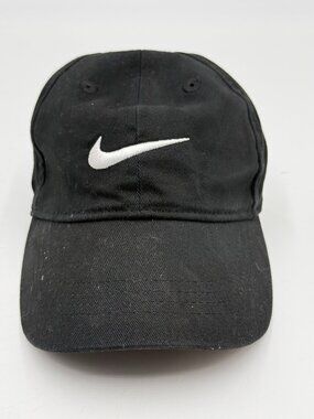 Nike Club Cap Hat Toddler 2T-4T Black Strapback Adjustable White Swoosh Logo